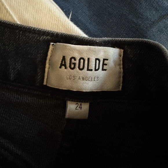 AGOLDE High Rise Stovepipe Metal Washed Black Denim Jeans 24 NWOT A9096-1372 - Picture 10 of 13
